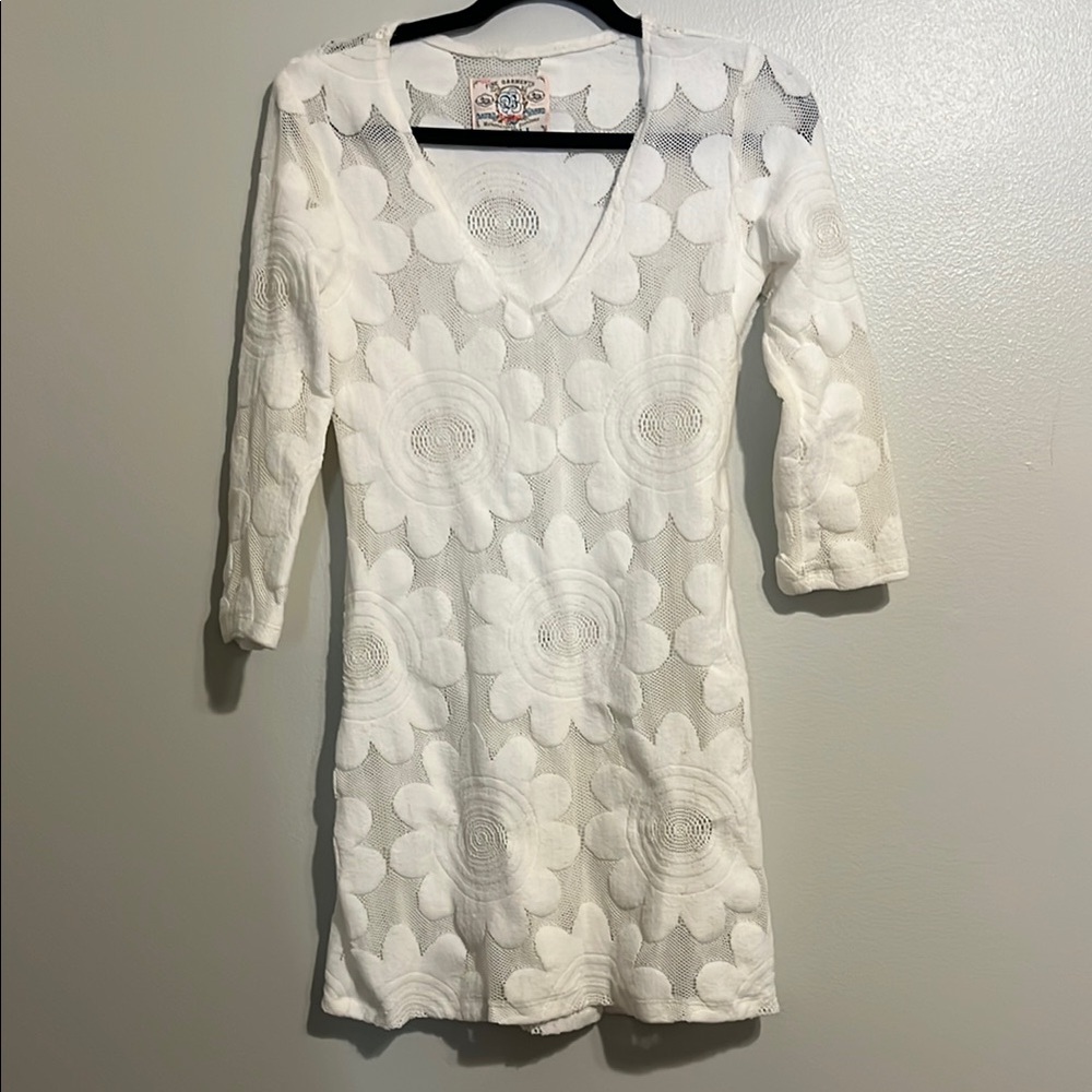 White Vintage Floral Knit Dress